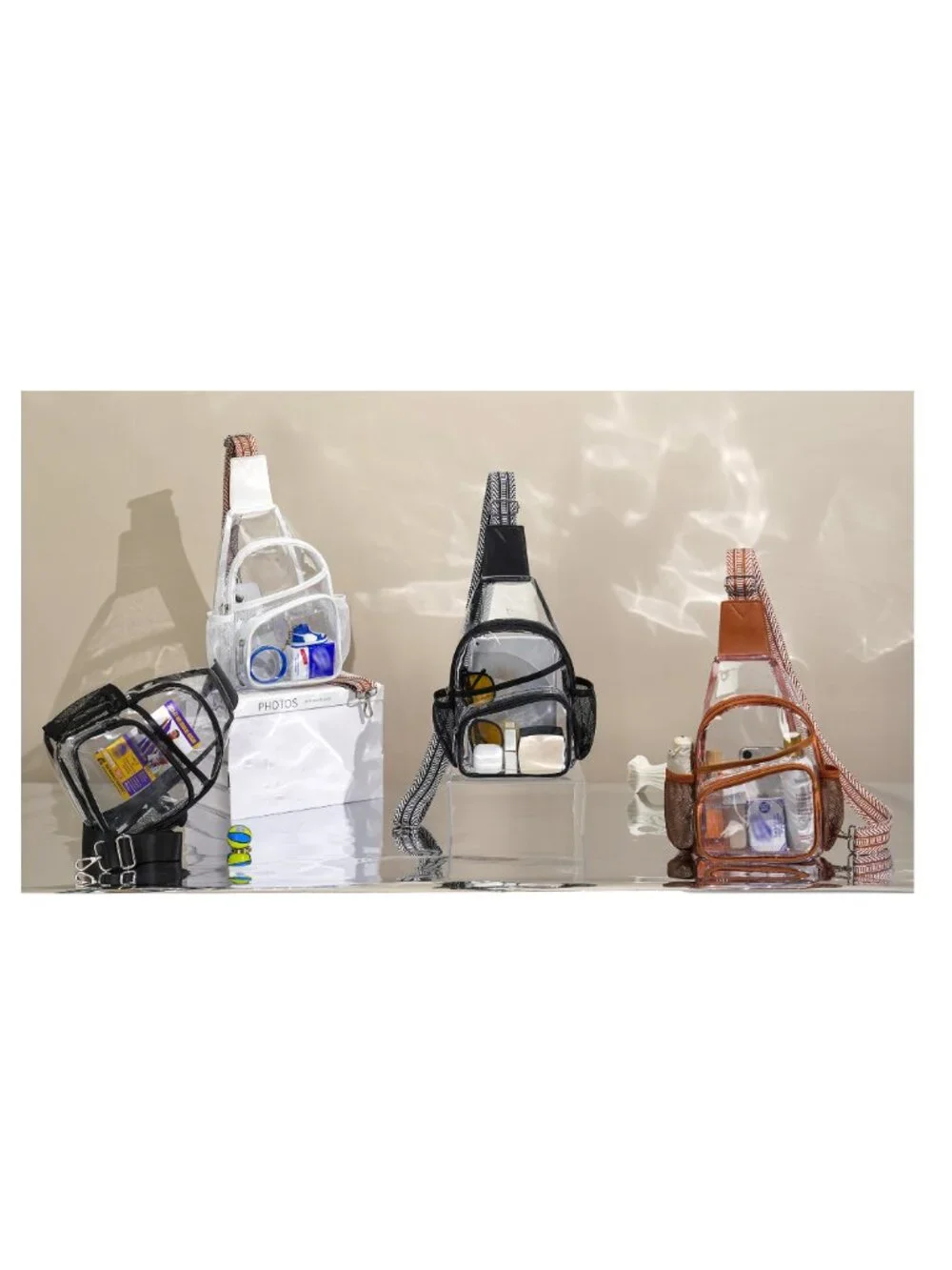 Clear Crossbody Bag for Stadium Events, Sling Backpack with Water Bottle